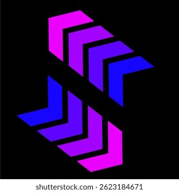 Arrow gradient design from blue to purple. Isolated vector element. 2d arrow vector.