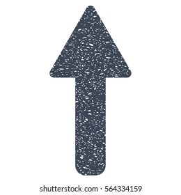 Up Arrow grainy textured icon for overlay watermark stamps. Flat symbol with dirty texture. Dotted vector smooth blue ink rubber seal stamp with grunge design on a white background.