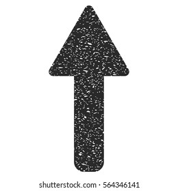 Up Arrow grainy textured icon for overlay watermark stamps. Flat symbol with scratched texture. Dotted vector gray ink rubber seal stamp with grunge design on a white background.