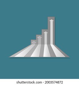 Arrow graph angled upwards icon. vector illustration