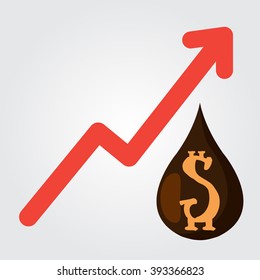 Arrow graph of the exchange rate of the raw material logo on a white background.