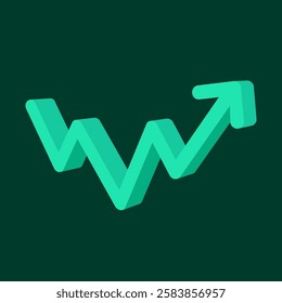 Arrow Up Graph Growth Representing Financial and Economic Investment in 3D Illustration Vector showing Trading Stock Exchange Market Direction