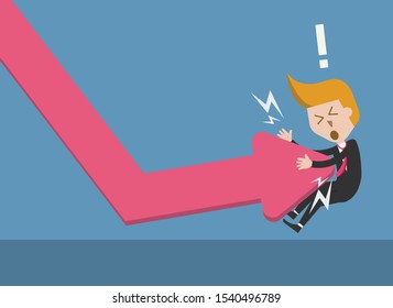 arrow graph hit businessman, vector, illustration