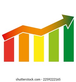 Arrow graph icon. Finance management. Progress bar. Vector illustration.