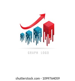 arrow graph logo. Business. vector. on white background. icon. symbol. city. building