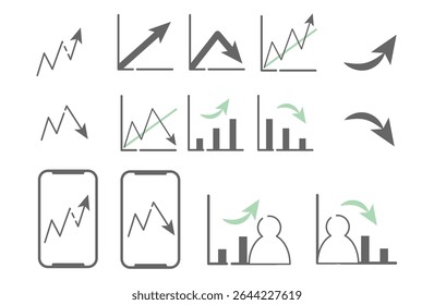 Conjunto de Ícones de Movimentação de Seta e Gráfico