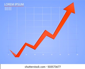 Up arrow graph on a blue background