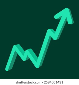 Arrow Up Graph Pattern Growth Representing Financial and Economic Investment in 3D Illustration Vector showing Trading Stock Exchange Market Direction