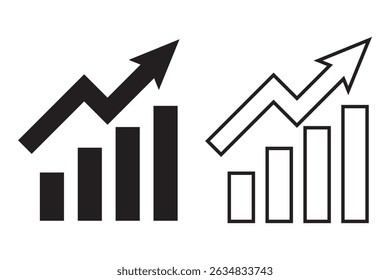 flecha gráfico creciente mostrando crecimiento, gráfico creciente gráfico de negocio con flecha, crecimientos gráfico beneficio creciente símbolo flecha arriba EPS 10