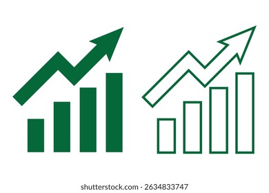 arrow graph rising showing growth, growing graph business chart with arrow, growths chart profit growing symbol arrow up EPS 10