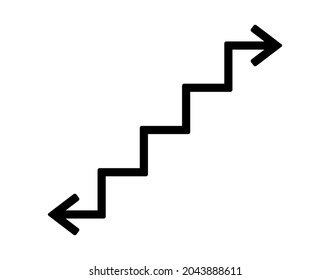 arrow, graph, stairs icon on white background