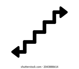 arrow, graph, stairs icon on white background