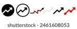 Arrow up graph. Zig zag trand symbol. Zig-zag grow, rise sign in vector flat style.