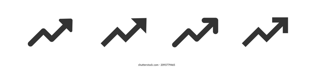 Arrow Up Graph. Zig Zag Trand Symbol. Zig-zag Grow, Rise Sign In Vector Flat Style.