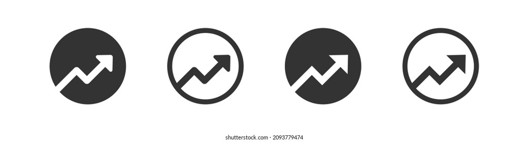 Arrow up graph. Zig zag trand symbol. Zig-zag grow, rise sign in vector flat style.