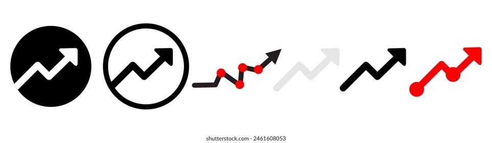 Arrow up graph. Zig zag trand symbol. Zig-zag grow, rise sign in vector flat style.