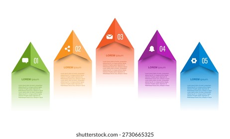 Arrow of great growth or promotion. Vector infographic template with arrows or paper airplanes pointing upwards.