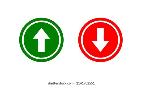 Up arrow in green circle and down arrow in red circle, social media like and dislike