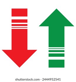 Up arrow in green circle and down arrow in red circle, social media like and dislike