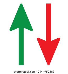 Up arrow in green circle and down arrow in red circle, social media like and dislike