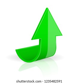 Arrow. Green moving up 3d icon. Vector illustration isolated on white background