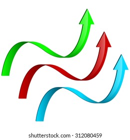 Arrow : green, red, blue. Vector