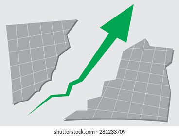arrow green, stock board.Vector Illustration