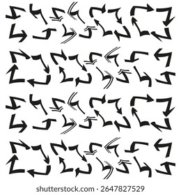 Arrow grid pattern. Directional shape icon. Repeating vector figure. Abstract motion layout.