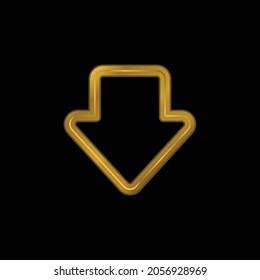 Arrow Gross Outline Pointing Down gold plated metalic icon or logo vector