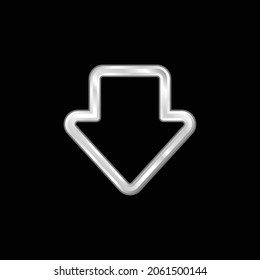 Flecha Gross contorno Apuntar hacia abajo icono metálico plateado