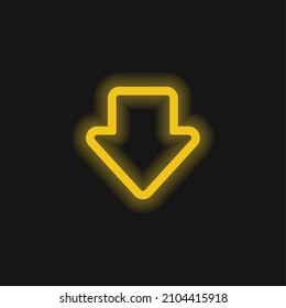 contorno bruto de flecha apuntando hacia abajo icono de neón brillante amarillo