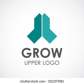 Arrow of grow to up abstract vector and logo design or template ribbon business icon of company identity symbol concept