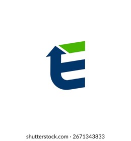 arrow Grow up letter E green, finance logo
