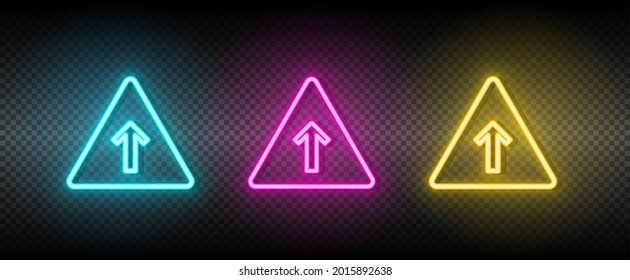 arrow, grow, pyramid neon vector icon. Illustration neon blue, yellow, red icon set.