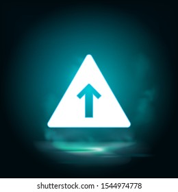 Arrow, grow, pyramid vector icon. Lighting blue smoke neon icon.
