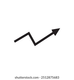 Ícone de vetor gráfico crescente de seta. vetor plano preto estilo moderno ilustração para web e app..eps