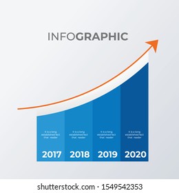 Arrow Growing Up Infographic Template Design. Business Concept Infograph With 4 Options, Steps Or Processes. Vector Visualization Can Be Used For Workflow Layout, Diagram, Annual Report, Web