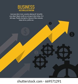 Arrow Growth Gears Business Icon. Vector Graphic