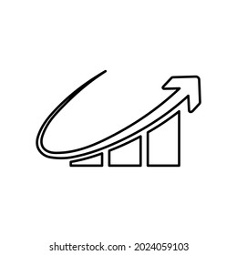 Gráfico de flecha y crecimiento. Diseño de logotipo. Icono lineal vectorial aislado en fondo blanco.
