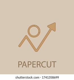 Arrow of growth and indicative pie papercut icon. Simple glyph, flat vector of web icons for ui and ux, website or mobile application