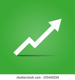  Arrow Growth On A Green Background With Shadow Vector Illustration
