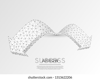 Arrow growth, success, team work sign. Two arrow goes forward wireframe digital 3d illustration. Low poly colaboration concept with lines, dots on white background. Vector origami style polygonal RGB