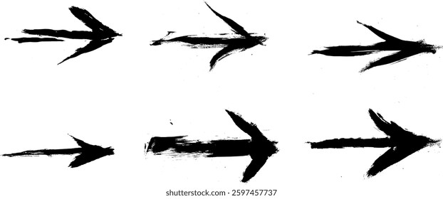 Arrow Grunge Brush Stroke Drawing Vector Set