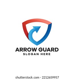 Diseño de logotipo gradiente de protección de flecha
