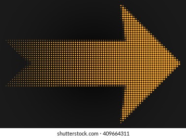 Arrow halftone dots. Abstract dots vector background