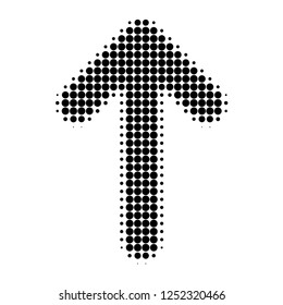 Up arrow halftone dotted icon. Halftone array contains circle points. Vector illustration of up arrow icon on a white background.