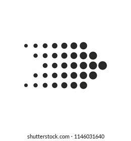 Arrow halftone icon and symbol. Vector