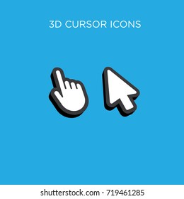 Arrow and hand clicking 3d icons.