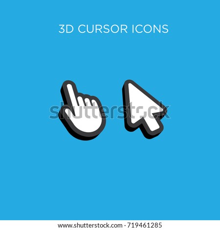 Arrow and hand clicking 3d icons.