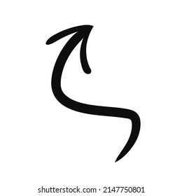 Arrow hand draw dynamic vector style black color isolated on background for infographic, pictogram. Arrow up logo. 10 eps